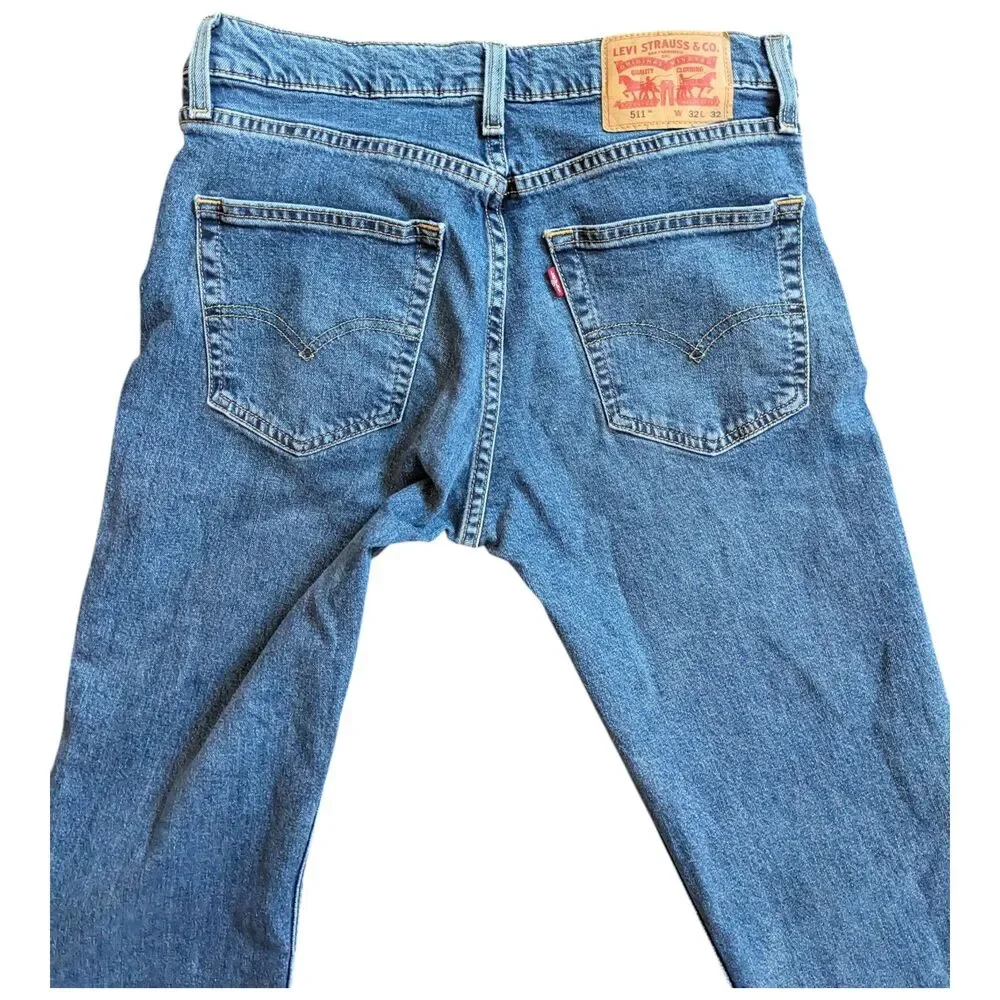 Levi's 511 Slim Fit Jeans Men's 32x32 Blue Denim Modern Classic Stretch Red Tag